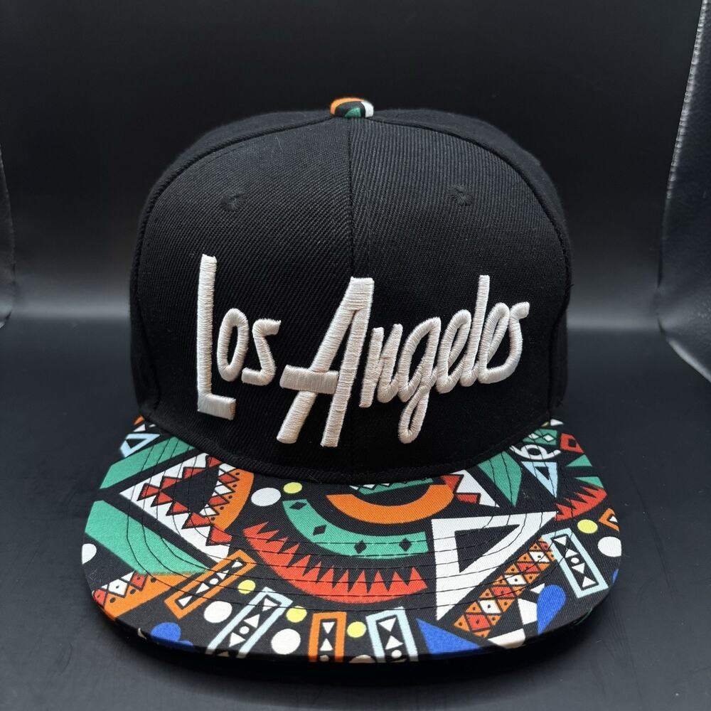 Los Angeles SnapBack Hat Cap Script Multicolor Geometric Abstract